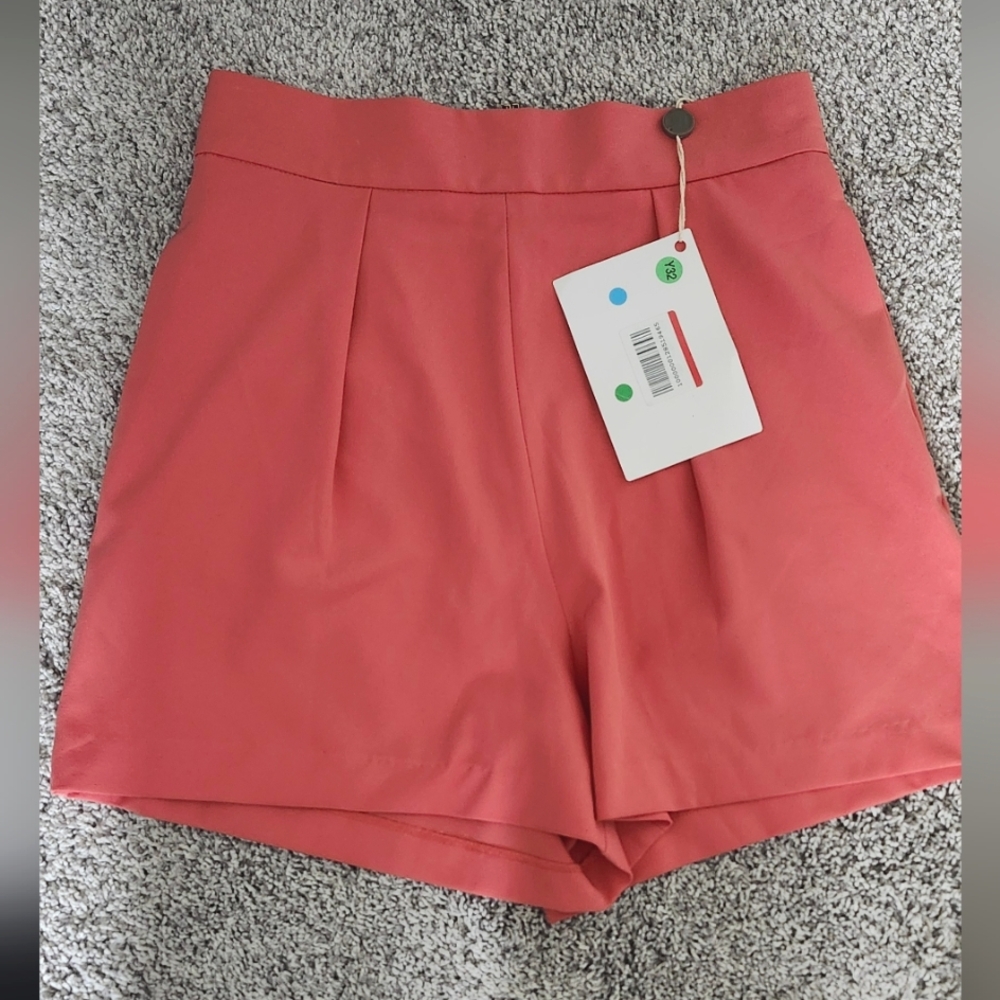 NWT Fracomina Made In Italy Womens Dress Shorts Size 40 (4) Salmon Pink Back Zip